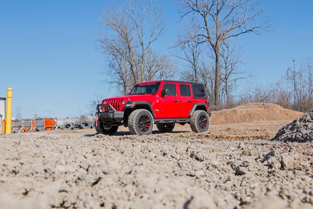 Jeep Wrangler Unlimited Rubicon Suspension Lift Kit - Front + Rear - Rough Country - Adj Lower | FR D/S | M1 - 4WD - '18-'23